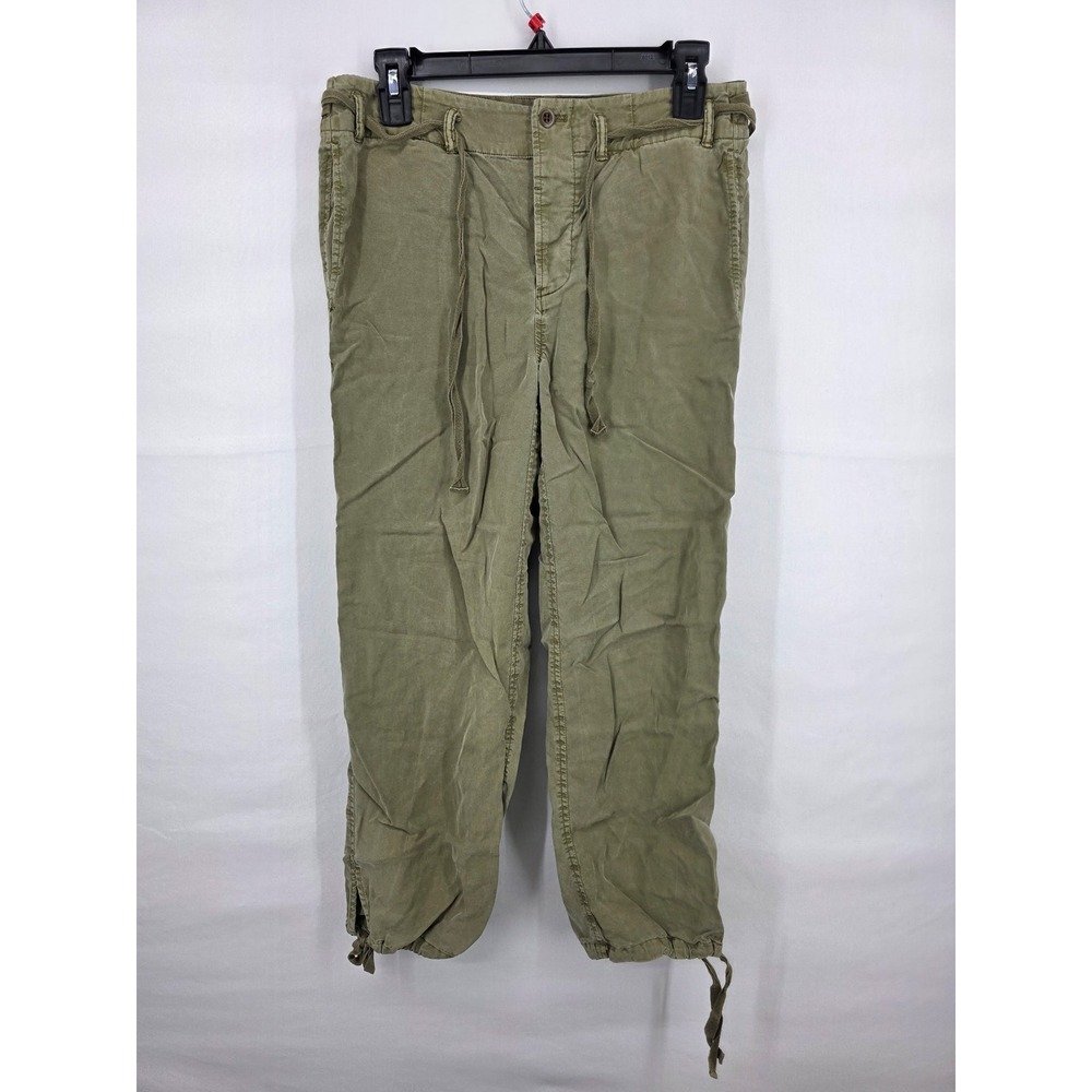 Polo Ralph Lauren Women 4 Olive Green Cargo Crop Pants Drawstring Utility Capri